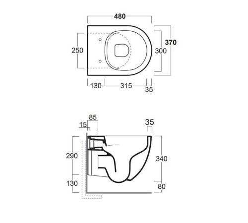 Унитаз подвесной Simas Vignoni Rimless со звукоизоляцией 37х48 см черный матовый VI28 nero matt