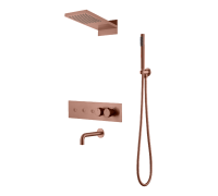 Душевой комплект встраиваемый Boheme Fusion термостат излив верхний и ручной душ матовая медь 131-2-CB