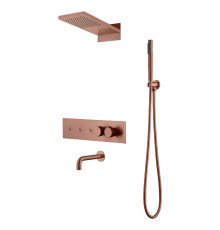 Душевой комплект встраиваемый Boheme Fusion термостат излив верхний и ручной душ матовая медь 131-2-CB