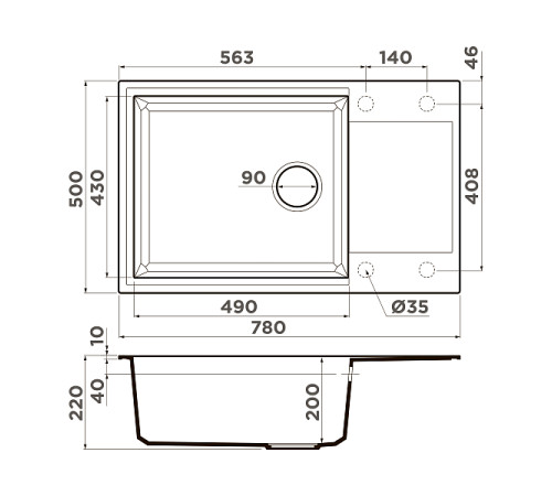 Кухонная мойка Omoikiri Sakaime 78-LB-GR Tetogranit 78x50 см leningrad grey 4993555