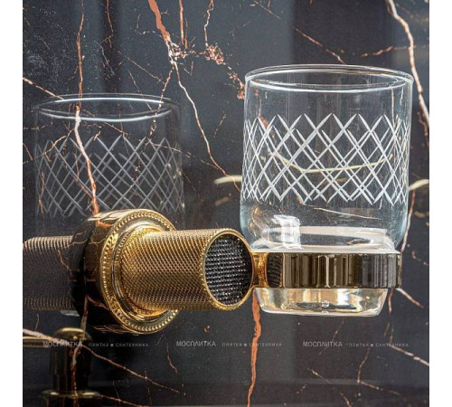 Стакан для зубных щеток подвесной Boheme Royal Cristal золото 10924-G-B