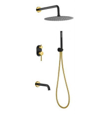 Душевой комплект встраиваемый Boheme Uno верхний душ 30 см черный/золото 464-2-BG