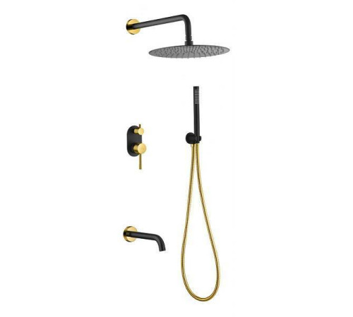 Душевой комплект встраиваемый Boheme Uno верхний душ 30 см черный/золото 464-2-BG