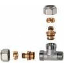 Тройник цанговый FAR 1/2 НР х 20х2 мм с 2 концовками для металлопластиковых труб FC 5511 12 80204