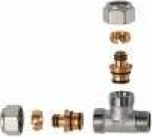 Тройник цанговый FAR 1/2 НР х 20х2 мм с 2 концовками для металлопластиковых труб FC 5511 12 80204