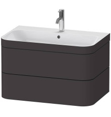 Тумба подвесная с раковиной Duravit Happy D.2 Plus c-bonded 77.5x49x46.8 см 2 ящика графит суперматовый HP4637O8080