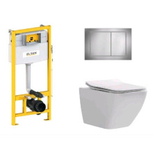 Комплект ELSEN E05 унитаз подвесной 360x530x365 мм инсталляция и клавиша хром EIN5001120E05chrome818BSet