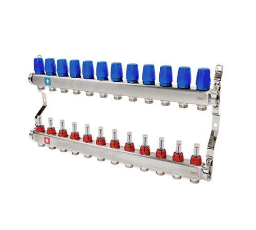 Коллекторная группа Hogert Premium 1 x 3/4 EK 12 выходов с расходомерами HOGMS51206