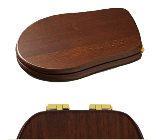 Сиденье для унитаза Kerasan Retro с микролифтом дерево/золото 108740