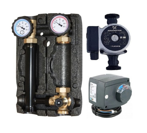 Насосная группа Hoobs 1 ВР х 1 1/2 НР с трехходовым клапаном, сервоприводом и насосом UPSO 25-60 HB-21355N-M33-G6M21