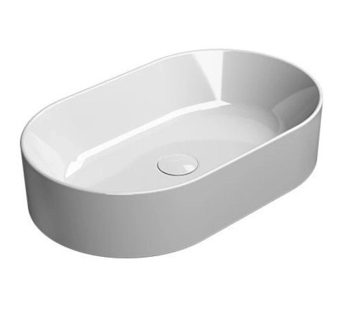 Раковина накладная GSI KUBE X 600х370 мм овальная с донным клапаном 9458PVC11
