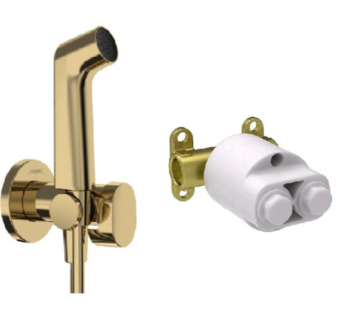 Готовый комплект гигиенического душа Hansgrohe Vernis Blend глянцевое золото 29232990/29235180