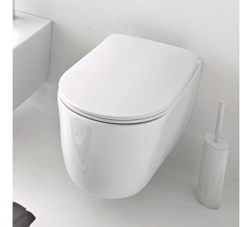 Унитаз безободковый подвесной Kerasan Nolita 55х35 см с креплениями белый глянцевый 531401