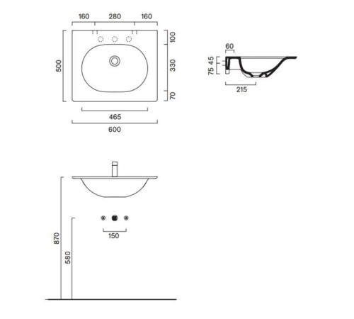 Раковина подвесная Catalano Sfera 60х50 см без отверстия белый глянцевый 0520610001