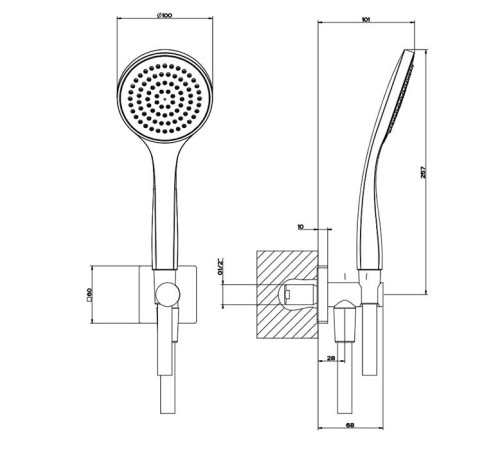 Душевой гарнитур Gessi Emporio Shower с выводом воды шлангом 1.5 м и лейкой Finox Brushed Nickel 47323#149