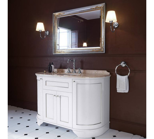 Комплект мебели Tiffany World York Nuovo 130 см напольный белый/серебро мрамор Diano 3 отв. YOR4130-BA/S53bi/YORM130-1/DNR/h2/3F