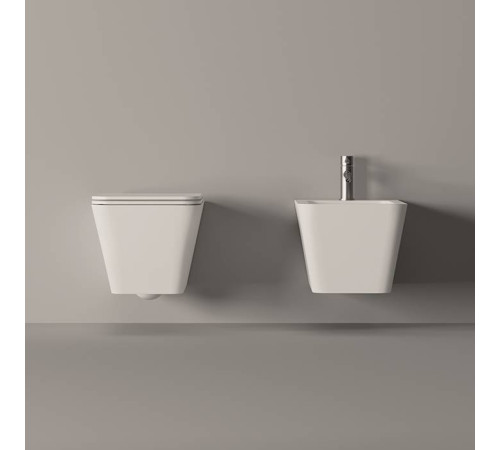 Унитаз подвесной Alice Ceramica Hide Square 55х35 см безободковый с сиденьем микролифт 31210101SET