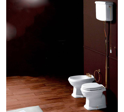 Унитаз напольный SIMAS Arcade 36.5х55 см с высоким бачком белый/золото AR811bi/AR802bi/R01oro