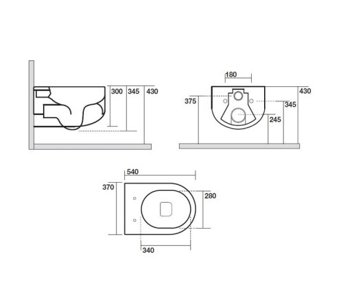 Унитаз подвесной Kerasan Flo 54х37 см безободковый белый матовый 311130
