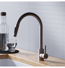 Смеситель для кухни Dorff Logic с вытяжным изливом сатин D3007511