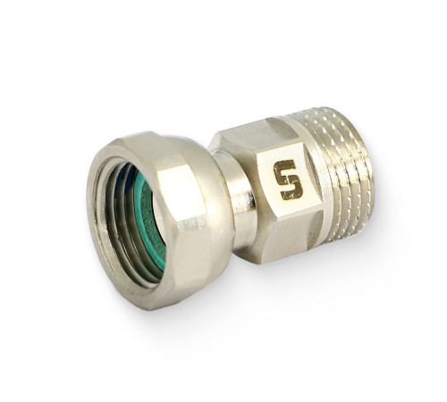Соединение с накидной гайкой Uni-Fitt НВ 1/2 с плоской прокладкой и обратным клапаном никелированное 622N3300