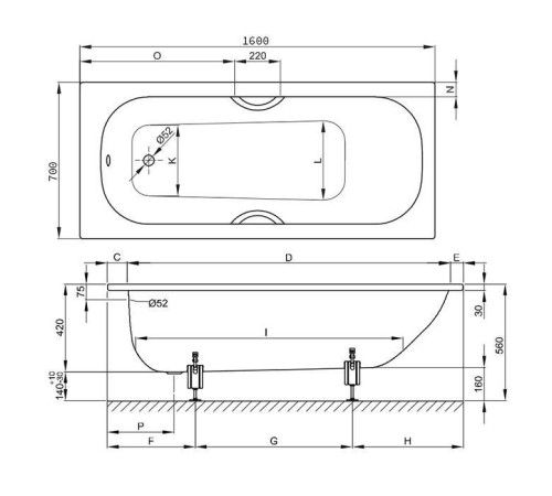 Ванна стальная Bette Form 160х70х42 см антишум Glaze Plus 2942-000 AD PLUS