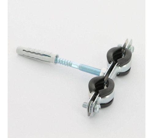 Хомут для труб двойной Walraven BIS Cobra 3/8 15-18 мм с уплотнителем шпилькой и дюбелем 0802118