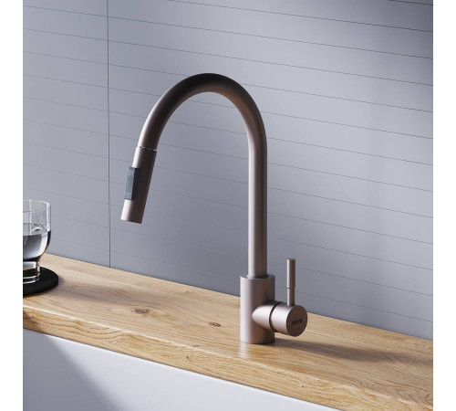 Смеситель для кухни Dorff Logic с вытяжным изливом сатин D3007511