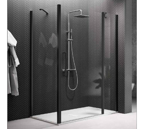 Душевой угол Novellini Young 90х90х200 см прозрачное стекло черный матовый Y22P87-1H/R80LOU450-H/Y2F1B89-1H