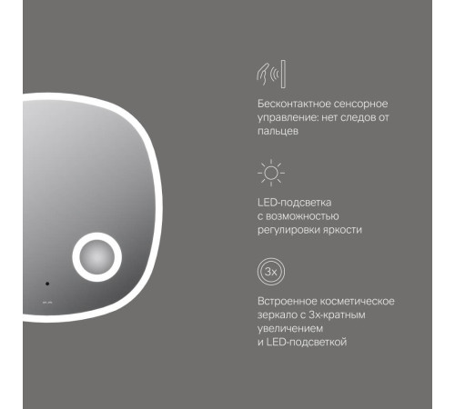 Зеркало AM.PM Func 65 см с LED-подсветкой ИК-сенсором и косметическим зеркалом M8FMOX0653SA