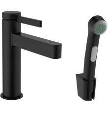 Смеситель для раковины hansgrohe Finoris 110 однорычажный с гигиеническим душем матовый черный 76210670