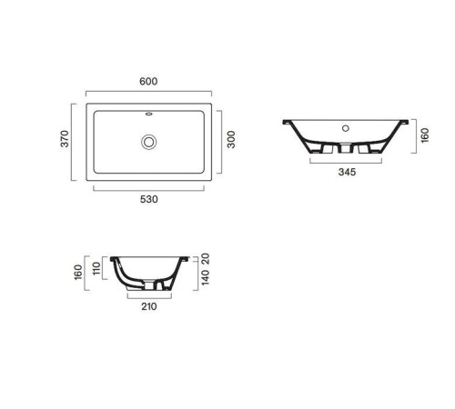 Раковина Catalano Zero 60x37 см встраиваемая снизу 0124610001