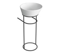 Структура металлическая напольная Simas Wave 30х40х75 см с раковиной без отверстия черная матовая WA01 bi / WASA01 nero matt