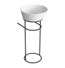 Структура металлическая напольная Simas Wave 30х40х75 см с раковиной без отверстия черная матовая WA01 bi / WASA01 nero matt