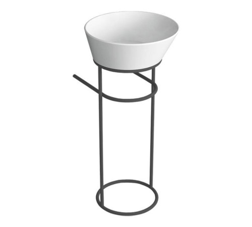 Структура металлическая напольная Simas Wave 30х40х75 см с раковиной без отверстия черная матовая WA01 bi / WASA01 nero matt