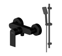 Душевой комплект 2 в 1 Aquanet ЛИРА (смеситель AQ1460MB и душевой гарнитур AQ2018MB) матовый черный AQ1432MB