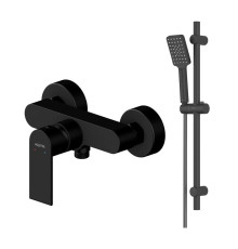 Душевой комплект 2 в 1 Aquanet ЛИРА (смеситель AQ1460MB и душевой гарнитур AQ2018MB) матовый черный AQ1432MB