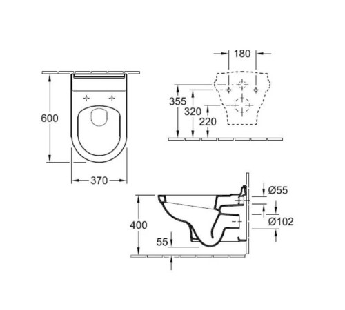 Унитаз подвесной Villeroy & Boch Hommage 37x60x34.5 см CeramicPlus альпийский белый 6661B0R1