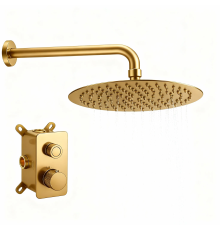Душевая система Aquanet Siena с термостатом и верхним душем золото AQM8413BG