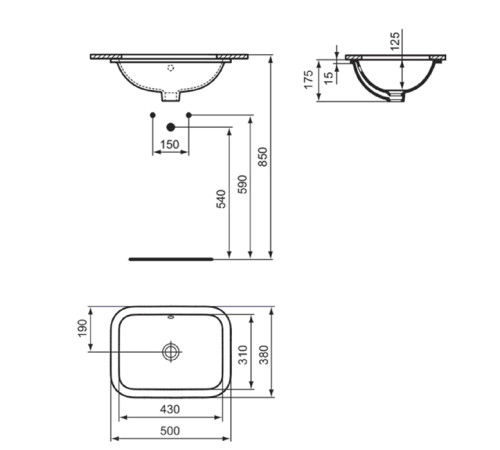 Раковина встраиваемая снизу Ideal Standard Connect 50x38 см белая E505801