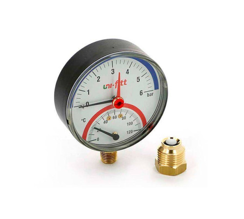 Термоманометр радиальный Uni-Fitt 80 мм 6 бар 1/2 311D2442