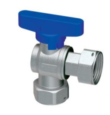 Кран шаровой угловой FAR 3/4 с накидными гайками бабочка синий 3099 34BC