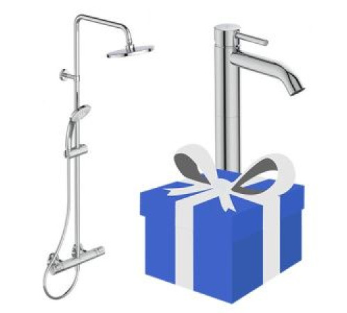 Промо-набор 2 в 1 Ideal Standard Idealrain душевая система и смеситель Ceraline Vessel TM0007