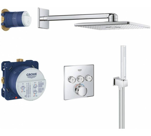 Душевая система с термостатом Grohe Grohtherm SmartControl и верхним душем Rainshower SmartActive Cube 310 хром 34706000