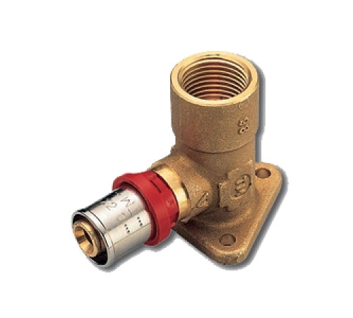 Водорозетка прессовая Tiemme 16x2.0-1/2 ВР с фланцем 3 отверстия высота 53 мм 1650004