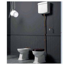 Унитаз напольный SIMAS Londra 60х36.5 см вертикальный слив высокий бачок золото LO902bi/LO901bi/F90oro/R01oro