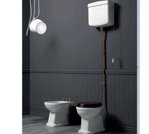 Унитаз напольный SIMAS Londra 60х36.5 см вертикальный слив высокий бачок золото LO902bi/LO901bi/F90oro/R01oro