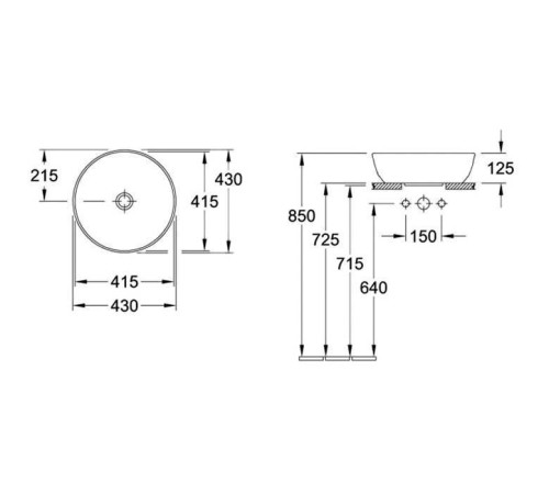 Раковина накладная Villeroy & Boch Artis 43 см CeramicPlus альпийский белый 417943R1