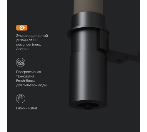 Смеситель для кухни AM.PM Like с каналом для питьевой воды и гибким бежевым изливом F8007826