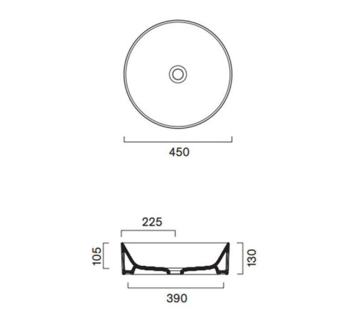 Раковина Catalano Zero D45 см накладная 0123450001